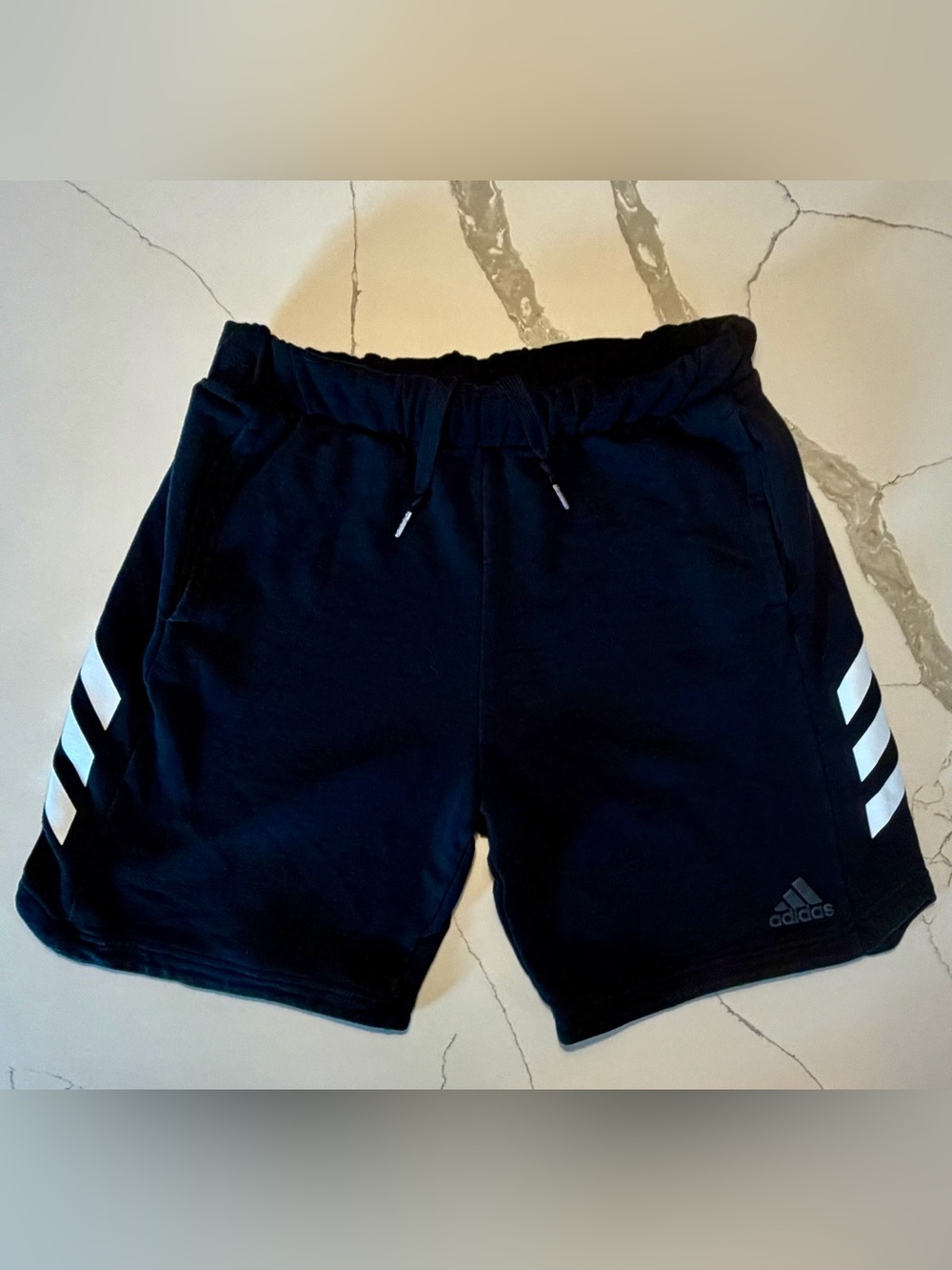 adidas Black Athletic Shorts with White Stripes